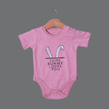 DARK PINK SOME BUNNY PRINTED HALF BODY HALF SLEEVES ROMPER