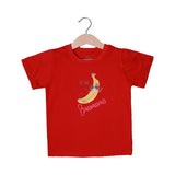 RED LET'S GO BANANA PRINTED HALF SLEEVES T-SHIRT FOR SUMMERS