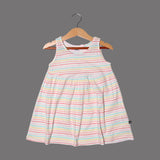 WHITE WITH COLOR FULL STRIPES PRINTED FROCK FOR GIRLS