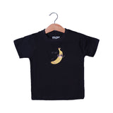 BLACK LET'S GO BANANA PRINTED HALF SLEEVES T-SHIRT FOR SUMMERS