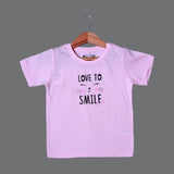 PINK LOVE TO SMILE PRINTED HALF SLEEVES T-SHIRT FOR SUMMERS