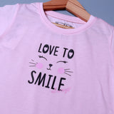 PINK LOVE TO SMILE PRINTED HALF SLEEVES T-SHIRT FOR SUMMERS