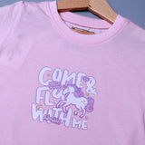 PINK COME & FLY WITH ME PRINTED HALF SLEEVES T-SHIRT FOR SUMMERS