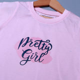 PINK PRETTY GIRL PRINTED HALF SLEEVES T-SHIRT FOR SUMMERS