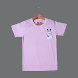 PINK RABBIT ON POCKET PRINTED HALF SLEEVES T-SHIRT FOR SUMMERS