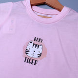 PINK BABY TIGER PRINTED HALF SLEEVES T-SHIRT FOR SUMMERS