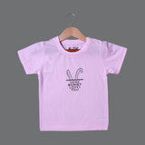 PINK SOME BUNNY LOVES YOU PRINTED HALF SLEEVES T-SHIRT FOR SUMMERS