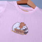 PINK PANDA'S PRINTED HALF SLEEVES T-SHIRT FOR SUMMERS