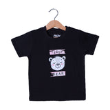 BLACK TEDDY BEAR PRINTED HALF SLEEVES T-SHIRT FOR SUMMERS