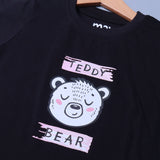 BLACK TEDDY BEAR PRINTED HALF SLEEVES T-SHIRT FOR SUMMERS