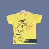 YELLOW WITH BLUE SHORTS "DINO LET'S GO TO THE BEACH" PRINTED BABA SUIT