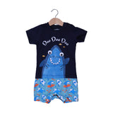 NAVY BLUE DOO DOO SHARK PRINTED HALF BODY ROMPER