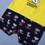 YELLOW WITH NAVY BLUE SNOOPY PRINTED HALF BODY ROMPER