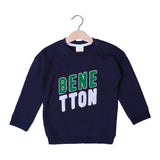 NAVY BLUE "BENE TTON" EMBROIDERED TERRY FABRIC SWEATSHIRT