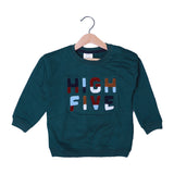 GREEN "HIGH FIVE" EMBROIDERED TERRY FABRIC SWEATSHIRT