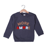 GREY "MORE AMORE" EMBROIDERED TERRY FABRIC SWEATSHIRT