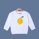 WHITE "LEMON" PRINTED TERRY FABRIC SWEATSHIRT