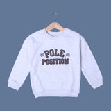 HAZEL GREY "POLE POSITION" EMBROIDERED  TERRY FABRIC SWEATSHIRT