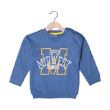 TEAL BLUE "MID WEST" PRINTED FLEECE FABRIC SWEATSHIRT