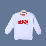 WHITE "DRAGON" EMBROIDERED TERRY FABRIC SWEATSHIRT