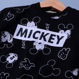 BLACK MICKEY MOUSE PRINT TERRY FABRIC WINTERS SUIT