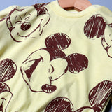 YELLOW MICKEY MOUSE PRINT TERRY FABRIC WINTERS SUIT