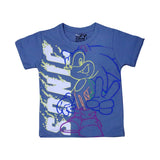 BLUE SONIC PRINT HALF SLEEVES T-SHIRT FOR BOYS