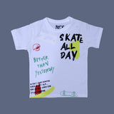 WHITE SKATE ALL DAY PRINT HALF SLEEVES T-SHIRT FOR BOYS