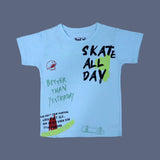 SKY BLUE SKATE ALL DAY PRINT HALF SLEEVES T-SHIRT FOR BOYS