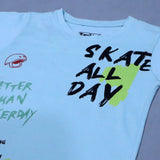 SKY BLUE SKATE ALL DAY PRINT HALF SLEEVES T-SHIRT FOR BOYS