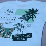 SKY BLUE "SUMMER VIBE" PRINT HALF SLEEVES T-SHIRT FOR BOYS