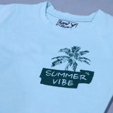 SKY BLUE "SUMMER VIBE" PRINT HALF SLEEVES T-SHIRT FOR BOYS