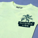 YELLOW "SUMMER VIBE" PRINT HALF SLEEVES T-SHIRT FOR BOYS