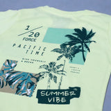 YELLOW "SUMMER VIBE" PRINT HALF SLEEVES T-SHIRT FOR BOYS