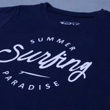 NAVY BLUE "SUMMER SURFING" PRINT HALF SLEEVES T-SHIRT FOR BOYS