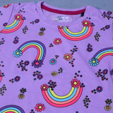 LIGHT PURPLE RAINBOW & FLOWERS PRINT T-SHIRT TOP FOR GIRLS