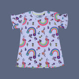 HAZEL GREY RAINBOW & FLOWERS PRINT T-SHIRT TOP FOR GIRLS