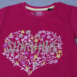 BLUSH PINK HEART SUN SHINE PRINT T-SHIRT TOP FOR GIRLS