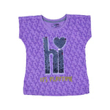 PURPLE "HI IT'S PLAYTIME" T-SHIRT TOP FOR GIRLS