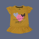 MUSTARD "BUTTERFLY & HAPPY" T-SHIRT TOP FOR GIRLS