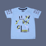 SKY BLUE "NEW YORK CITY" PRINT HALF SLEEVES T-SHIRT FOR BOYS