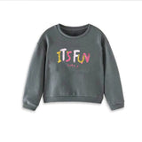 DULL BLACK IT'S FUN TIME PRINTED SWEATSHIRT