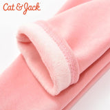 CUTE BABY PINK PLAIN FLEECE WARM LEGGING TROUSER FOR GIRLS