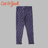 GREY POLKA DOTS FOIL PRINTED FLEECE WARM LEGGING TROUSER FOR GIRLS