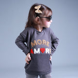 GREY "MORE AMORE" EMBROIDERED TERRY FABRIC SWEATSHIRT