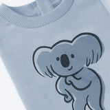 LIGHT BLUE KOALA PRINT TERRY FABRIC SWEATSHIRT