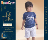 NAVY BLUE "SUMMER SURFING" PRINT HALF SLEEVES T-SHIRT FOR BOYS