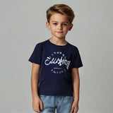 NAVY BLUE "SUMMER SURFING" PRINT HALF SLEEVES T-SHIRT FOR BOYS