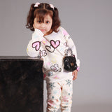 OFF WHITE LOVE & HEART PRINTED TERRY FABRIC SWEATSHIRT FOR GIRLS