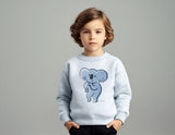 LIGHT BLUE KOALA PRINT TERRY FABRIC SWEATSHIRT